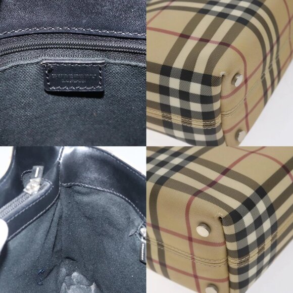 BURBERRY Nova Check Hand Bag PVC Beige Silver Auth - Picture 15 of 16